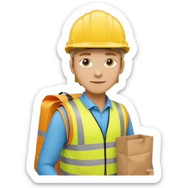 Courier + yellow helmet + delivery bag, City Cyclists. sticker