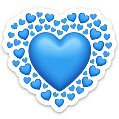 A blue heart with many blue hearts around  sticker