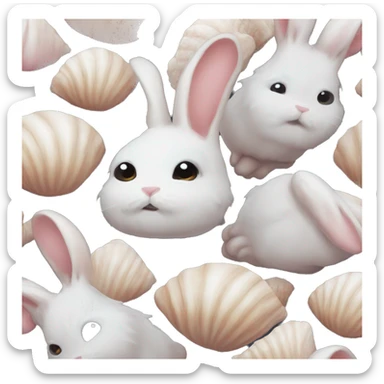 Bunny sad seashells saturated  sticker