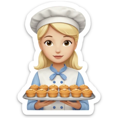 blonde girl with bakers outfit sticker