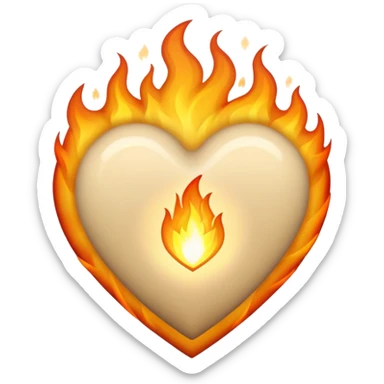 Beige heart with fire sticker