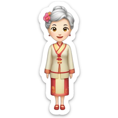 Chinese senior lady wdress traditiona Chinese sticker