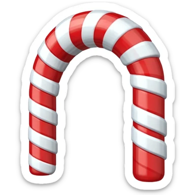 3D render of Candy Cane Arch, made entirely of dessert materials, glistening sugar crystal texture, glossy red and white striped hard candy, delicious confectionery aesthetic, Apple emoji style, isolated on white background --v 6.0. sticker
