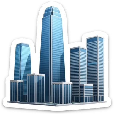 generate a realistic skyscraper and several smaller ones nearby sticker