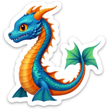 Blue and green sea Dragon with a firey orange tom cat sticker