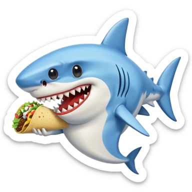 shark wearing a white dress eating a taco sticker