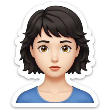 matt girl with super super short mullet wavy dark hair sticker