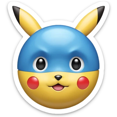A blue Pokéball with highlights, anime Pikachu style, emoji style, variation 8 sticker