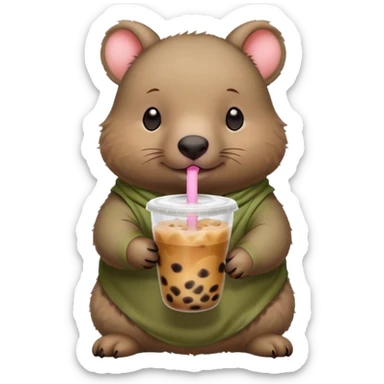 wombat drinks bubble tea sticker