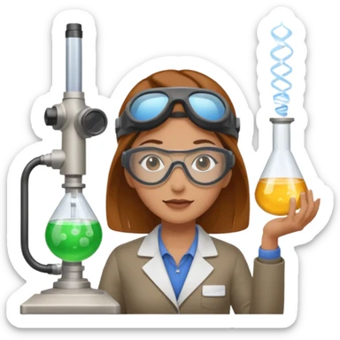 female inventor working in a lab sticker