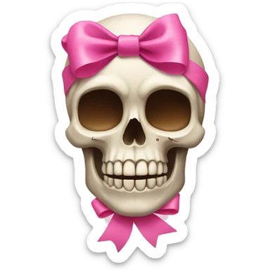 skull with a pink bow sticker
