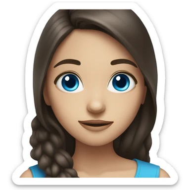 Brunette girl with blue eyes with photo camera sticker