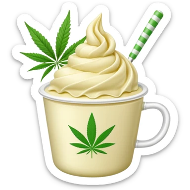 gelato in a cup with cannabis leaf sticker