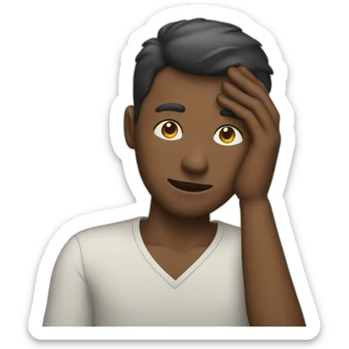 Man holding his hand in front of his head sticker