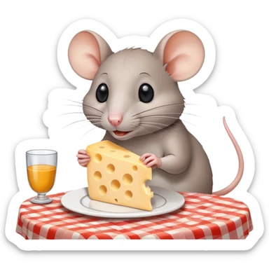 Rat eating cheese at a Paris cafe sticker