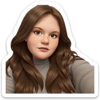 realistic girl with brown hair sticker