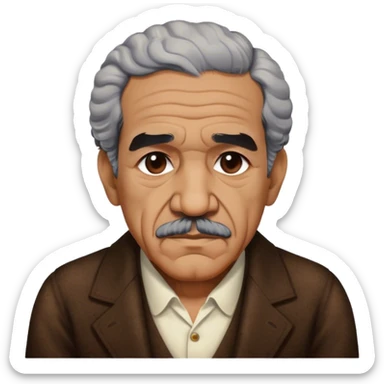 Cinematic Realistic Gabriel García Márquez Portrait Emoji, depicted as a visionary writer with a contemplative gaze in period attire, rendered with rich textures and warm literary lighting that captures his magical realism legacy. sticker