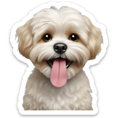Shih tzu cross toy poodle smiling with tongue out sticker