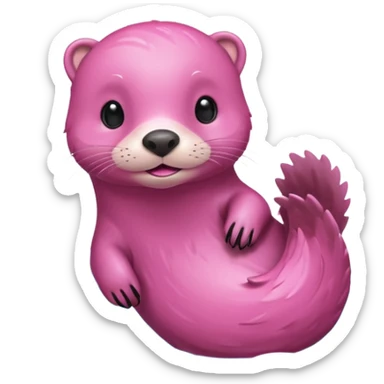 Pink otter swimming sticker