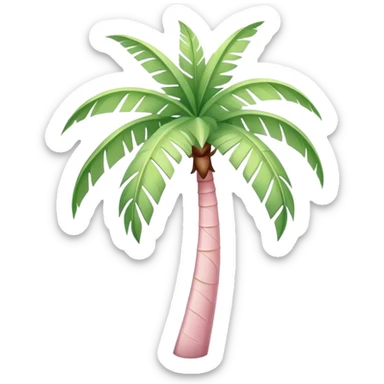 palm tree with pastel pink trunk and pastel green leaves sticker