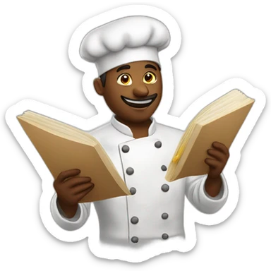 chef reading recipe book sticker