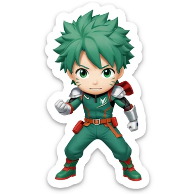 Izuku Midoriya (Deku) from My Hero Academia with green hair and hero costume sticker