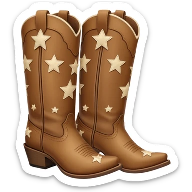light brown cowgirl boots with lots of cream stars sticker