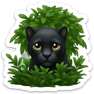black pantera animal behind a bush sticker
