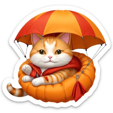 sleepy cat with red parachute sticker