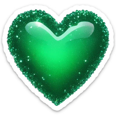 Deep green sparkling love heart sticker