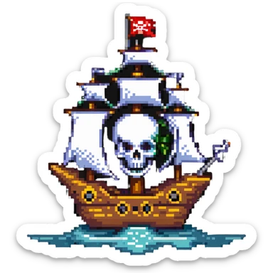 pirate ship with skull flag sticker