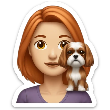 woman with copper hair and shih tzu sticker