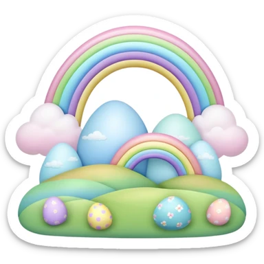  pastel rainbow easter puffy landscape  sticker
