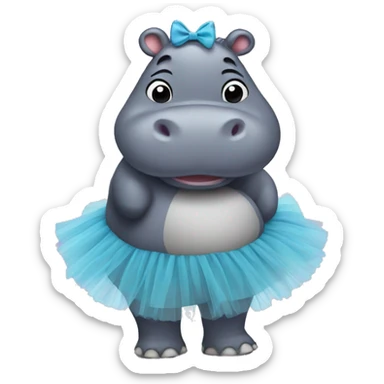 hippo with a tutu sticker