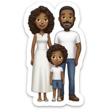 Family 3 people two blackwives one whitehusband sticker