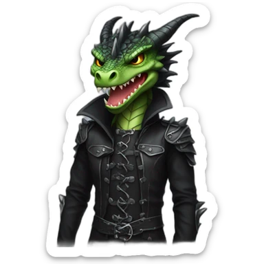 Dragon wearing black gothic heavy metal clothing sticker