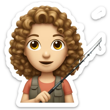 Brown curly haired white girl fishing sticker