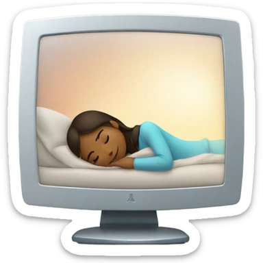 Computer monitor and sleeping girl sticker