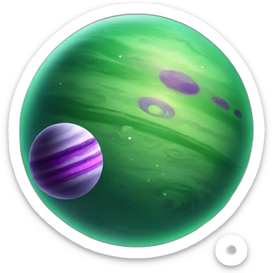 green planet with purple saturn rings and grey moon sticker