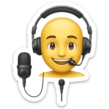 Emoji with headphones on his head and a microphone near his mouth sticker