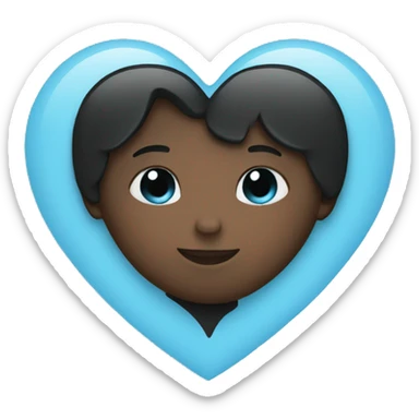 Half black and baby blue heart sticker