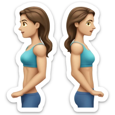 Woman arm muscles, fit Caucasian woman, brunette  sticker