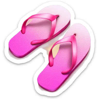 Realistic pink gradient pair of summer flip flops isolated. sticker