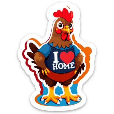 Chicken with a I love home shirt sticker