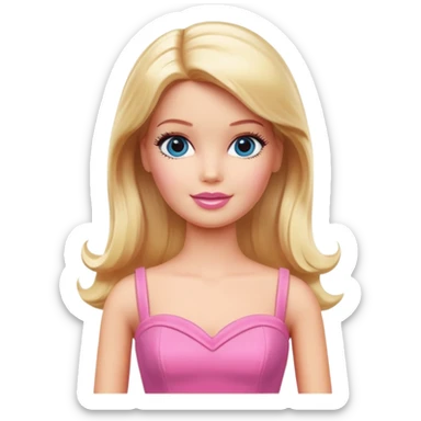 Barbie doll with blonde hair and pink dress sticker