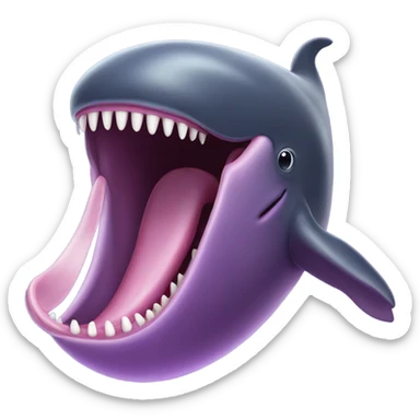 purple sperm whale with open mouth sticker