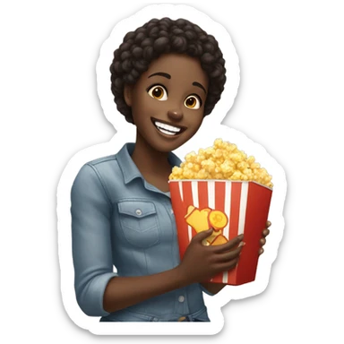 Black girl eating￼ popcorn sticker