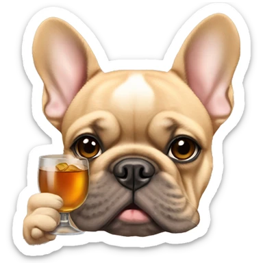 Light brown French bulldog with a glass of whiskey sticker