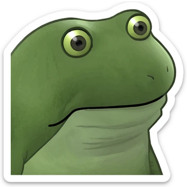 bufo frog meme style surrounded by colorful capsules, pharmacology theme sticker