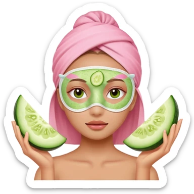 girl with a pink skincare face mask sticker
